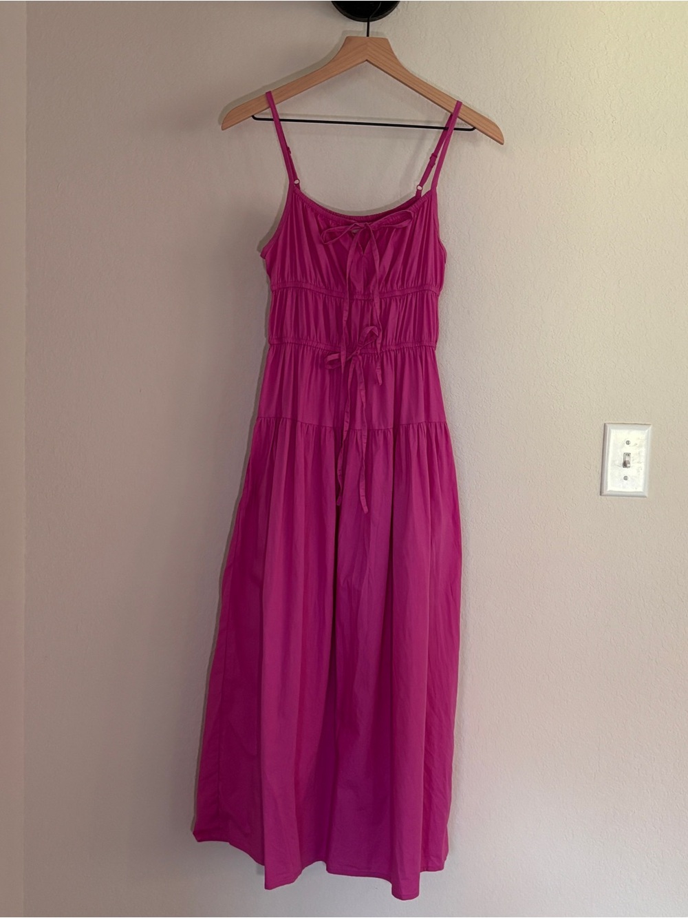 Sim & Sam Pink Cotton Maxi Dress Small Cottagecore Boho Sundress